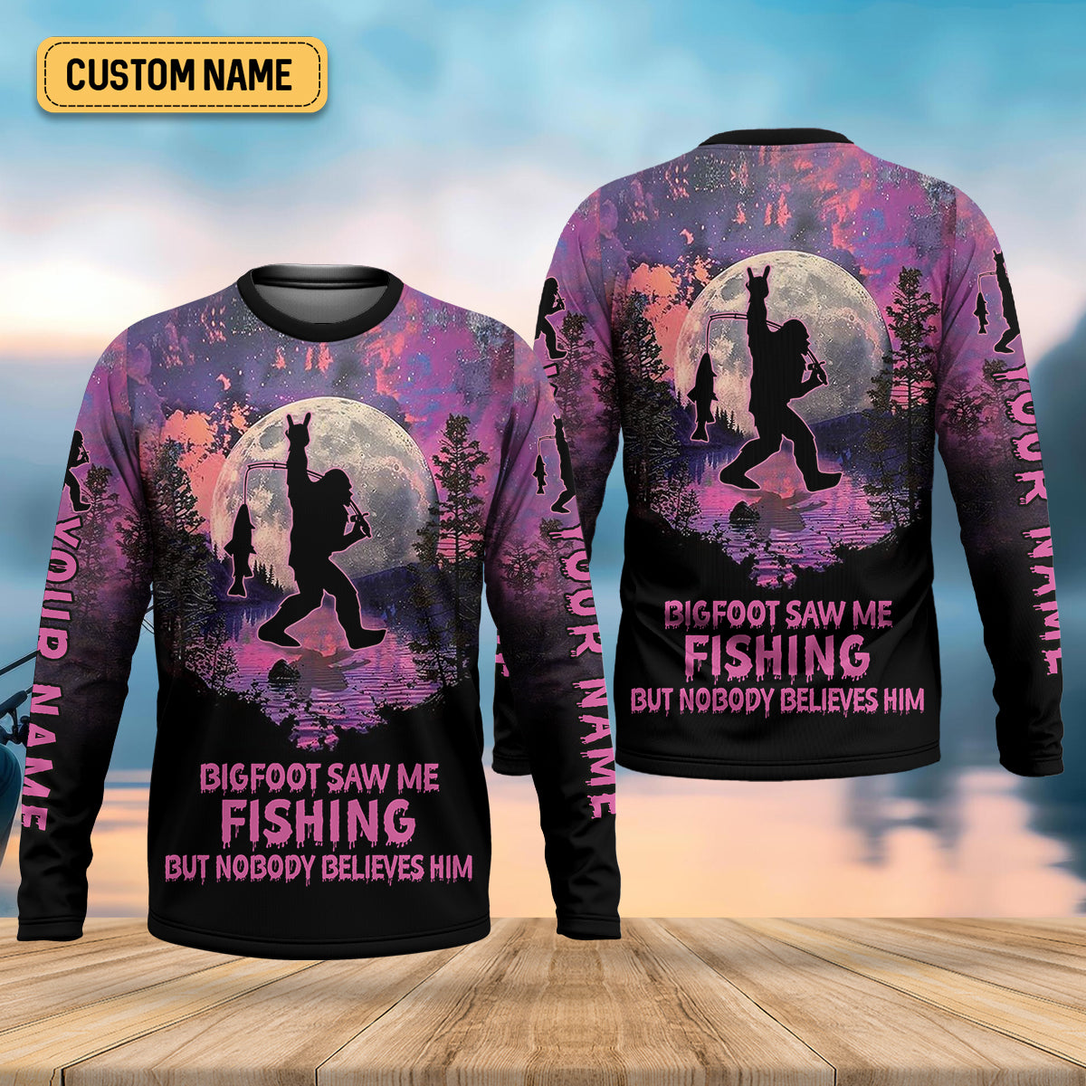 Bigfoot Saw Me Fishing But Nobody Believes Him Funny Fishing Shirt, SPF Shirt For Men