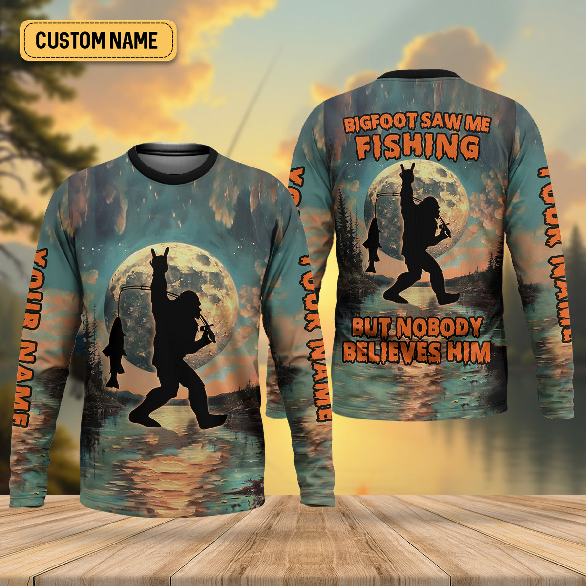 Bigfoot Saw Me Fishing But Nobody Believes Him Funny Sasquatch Fishing SPF Shirt For Men