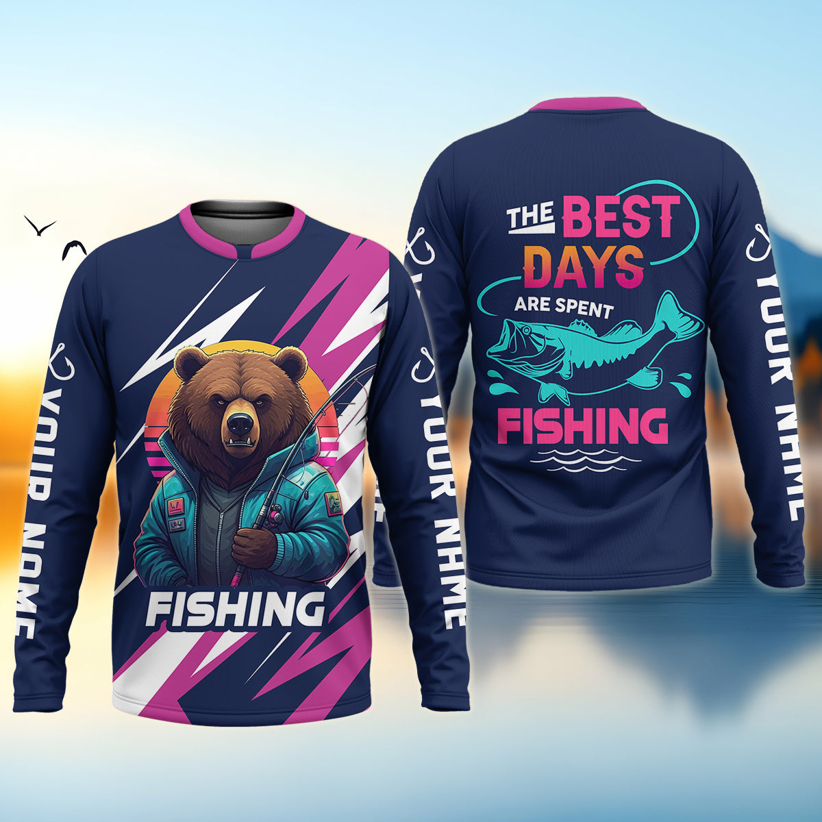 Gone Fishing, The Best Days Are Spent Fishing, Funny Bear Fishing Shirt, SPF Shirt, Fisherman Outfit, Mens Casual Shirts