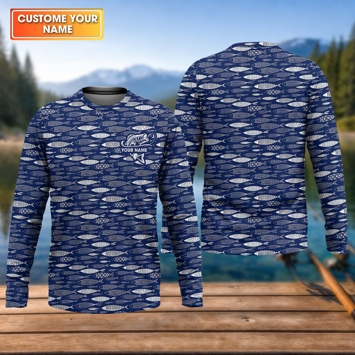 Personalized Baitfish Fishing Shirt With Custom Name, UPF Long Sleeve Shirts, Fishing Shirt, Fishing Shirts For Men