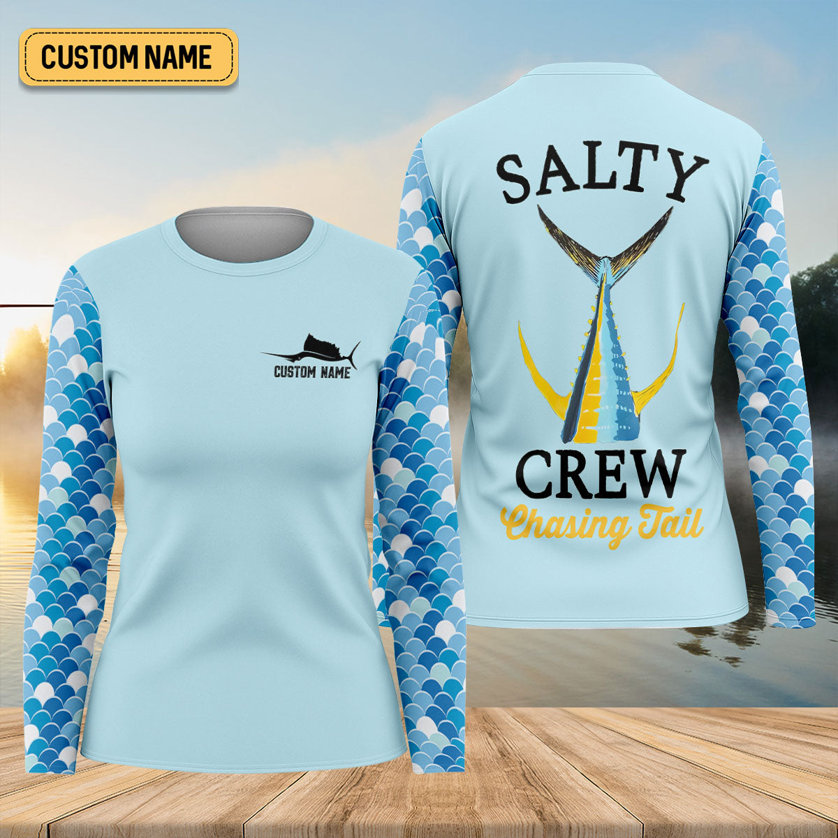 Salty Crew Chasing Tail Dark Light Fishing UPF Shirts, Funny Fishing Shirt, Fishing Shirt For Women