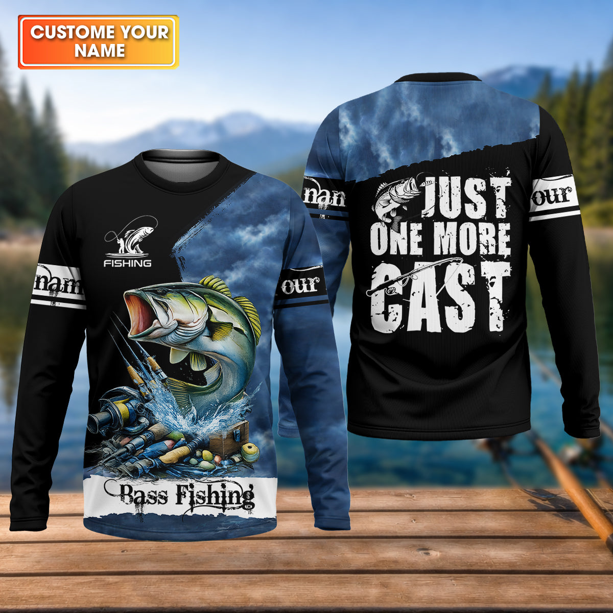 Just One More Cast Personalized Fishing UPF Shirt, Bass Fishing, Funny Fishing Shirt For Men