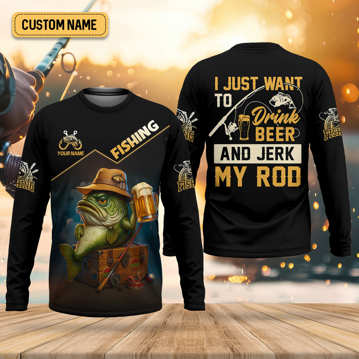 I Just Want To Drink Beer And Jerk My Rod Bass Fishing Shirt, Funny Fishing Shirt, Gift For Fisherman