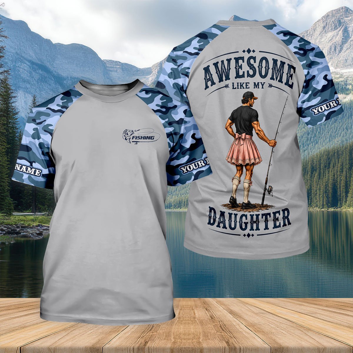 Awesome Like My Daughter Fishing UPF Shirt, Fishing Shirts For Men, Fishing T-Shirt