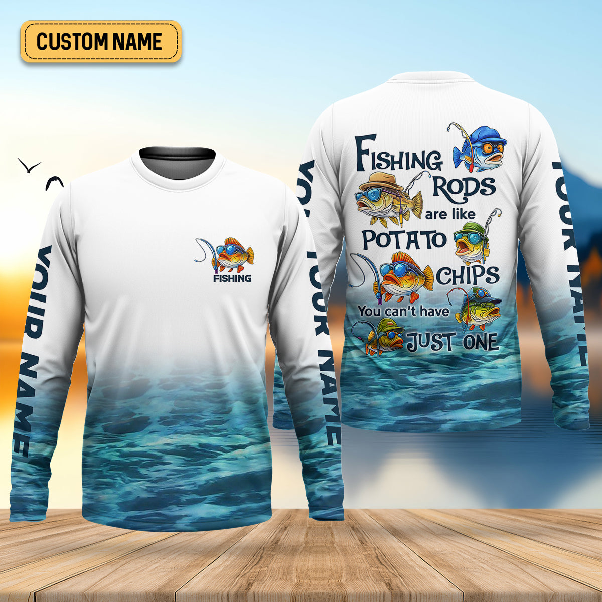 Fishing Rods Are Like Potato Chips White Fishing Shirt, Funny Fishing Shirt, SPF Shirt For Men, Gift For Fisherman