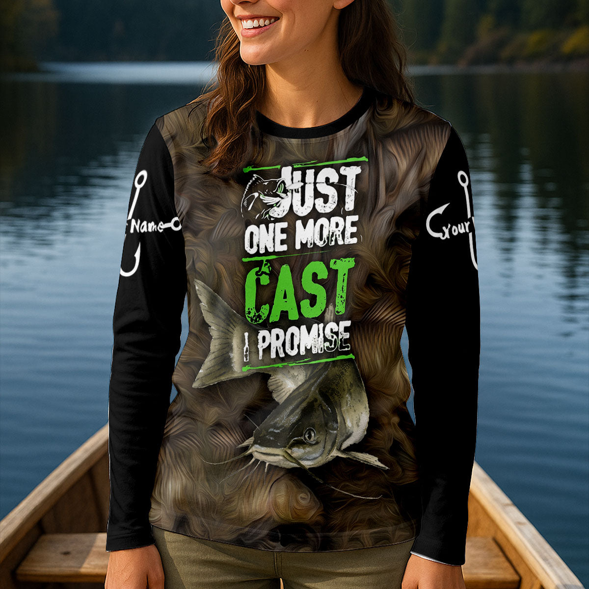 Funny Catfish Fishing Long Sleeve Shirt, Women's Fishing Shirt, Fishing Shirt
