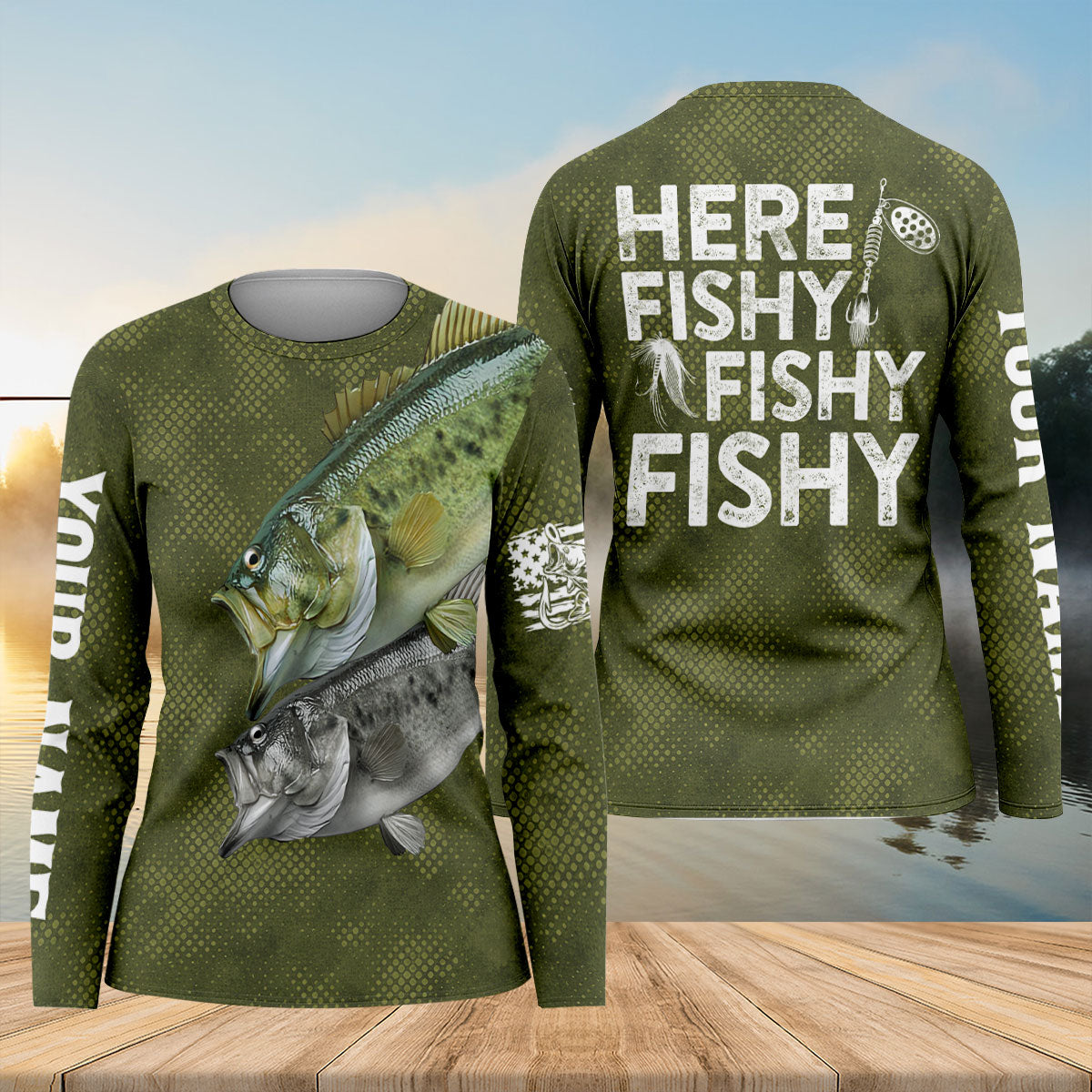 Here Fishy Fishy Fishy UPF Shirt, Fishing Shirts For Women, Women's Fishing Shirts