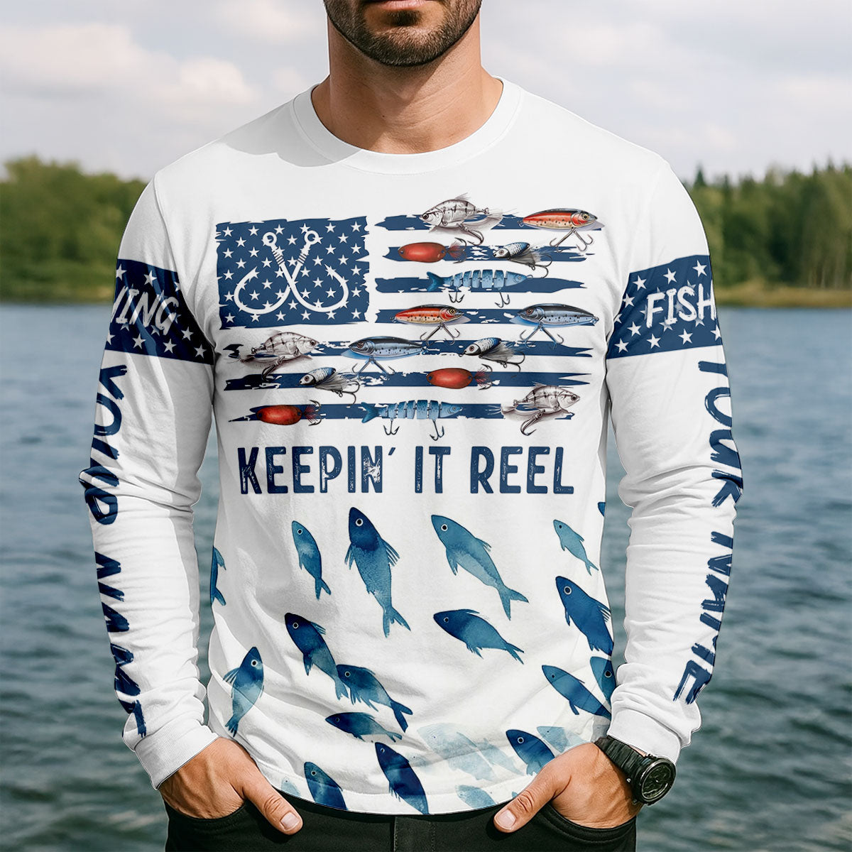 American Flag Fishing Shirt Keepin' It Reel, Fishing Shirts For Men, Fishing Jersey