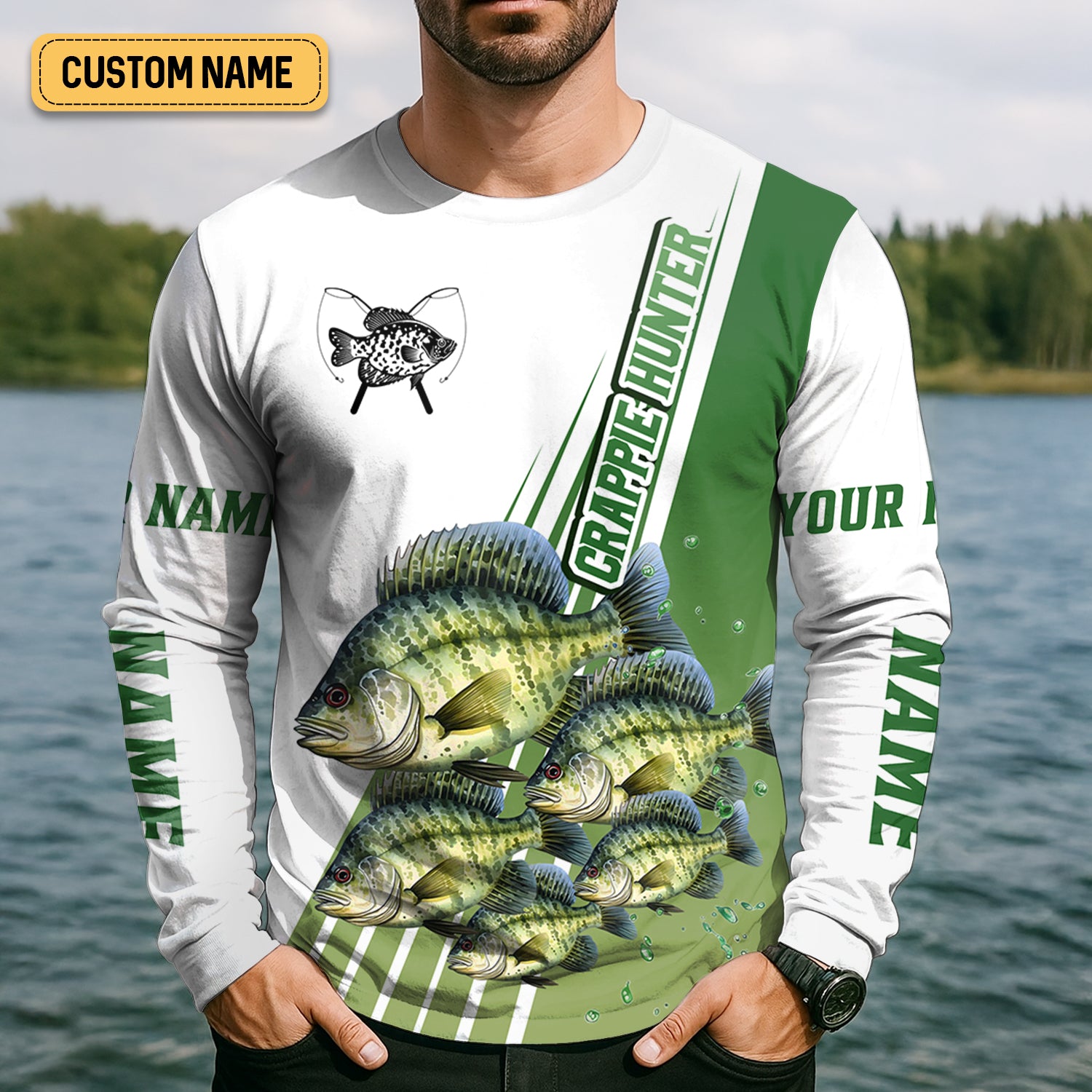 Crappie Hunter, Fishing UPF Shirts, Men Button Down Shirt, Presents For Fishermen, Mens Casual Shirts