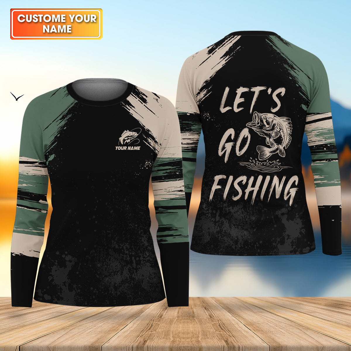 Let's Go Fishing Distressed Pattern Retro Fishing Shirt, Fishing UPF Shirts, Women Fishing Shirt