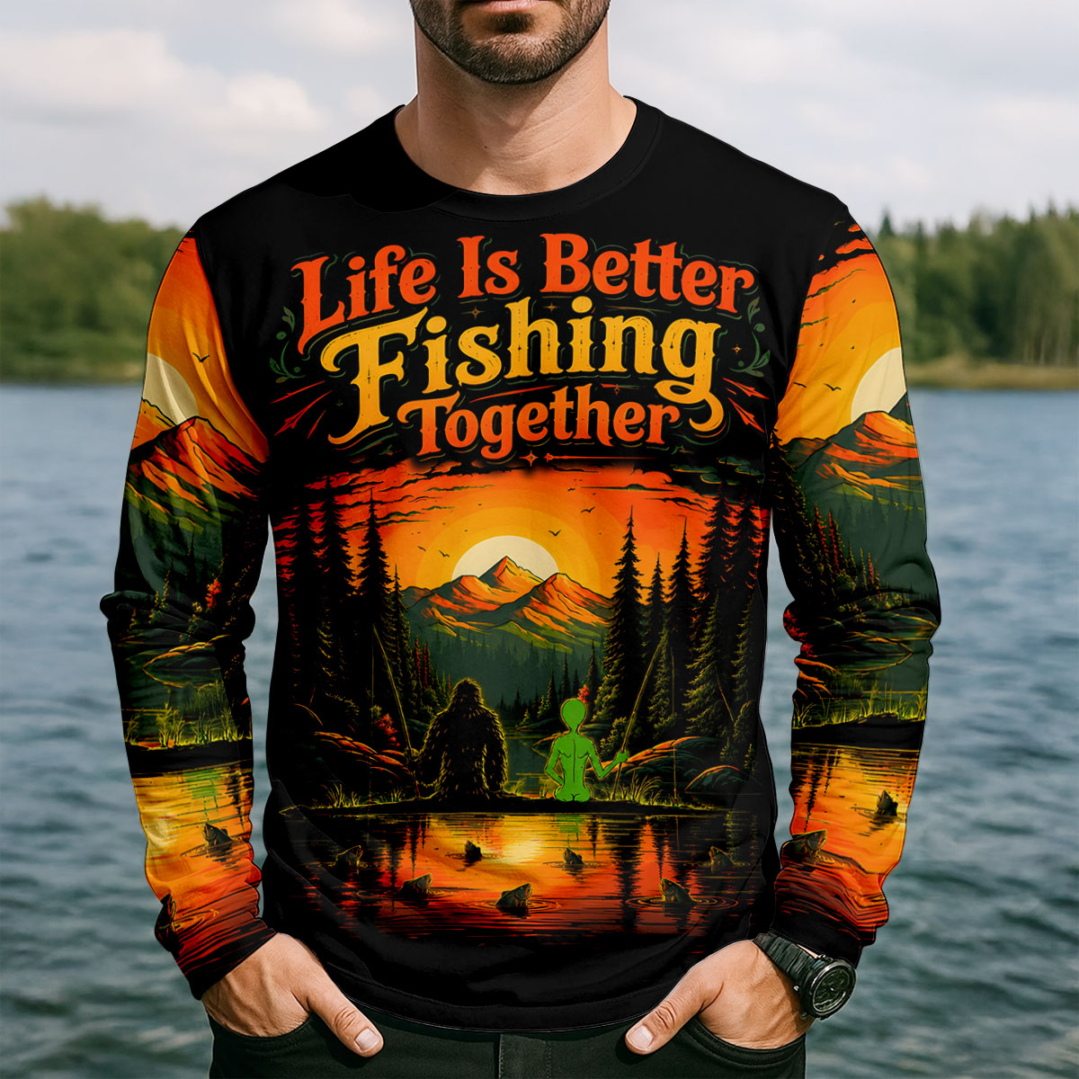 Life Is Better Fishing Together UPF Shirt, Men’s Long Sleeve Fishing Shirts, Fishing Sun Shirt