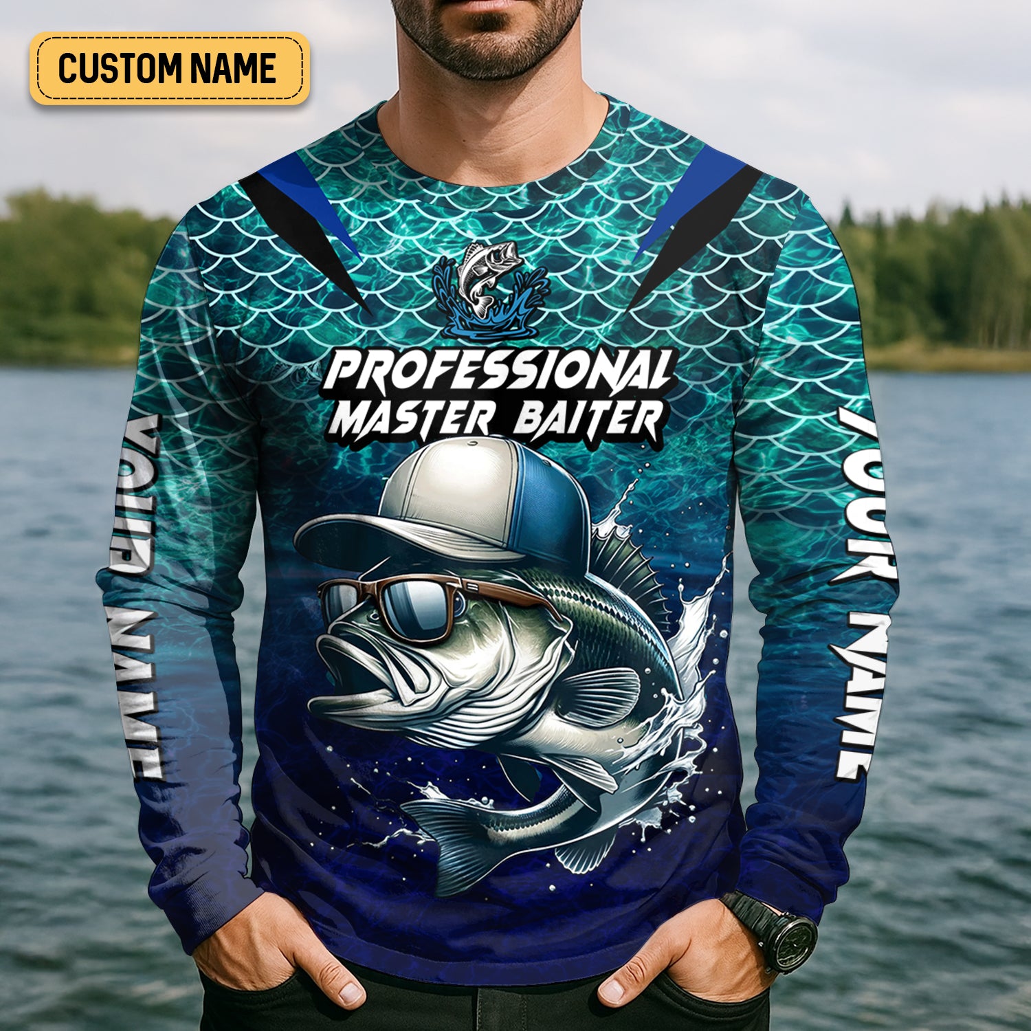 Bass Fishing UPF Shirts, Long Sleeve Sun Shirt, Camo Long Sleeve Shirt, Fishing Shirts For Men