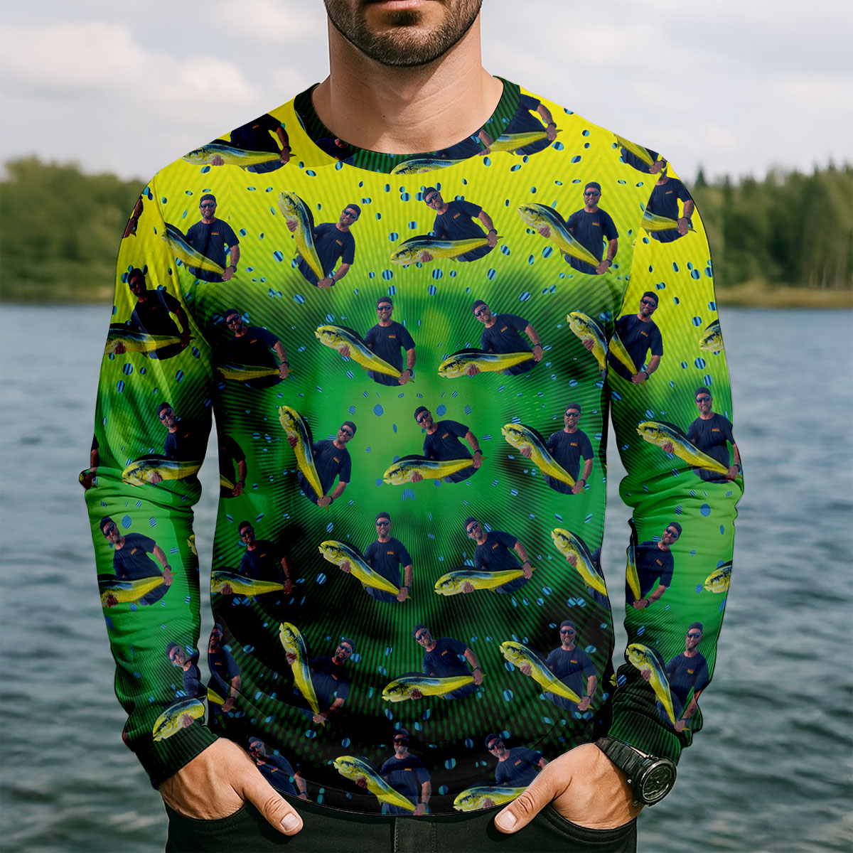 Custom Photo Mahi Mahi Fishing UPF Shirt, Fishing Shirts For Men, Mens Fishing Shirts