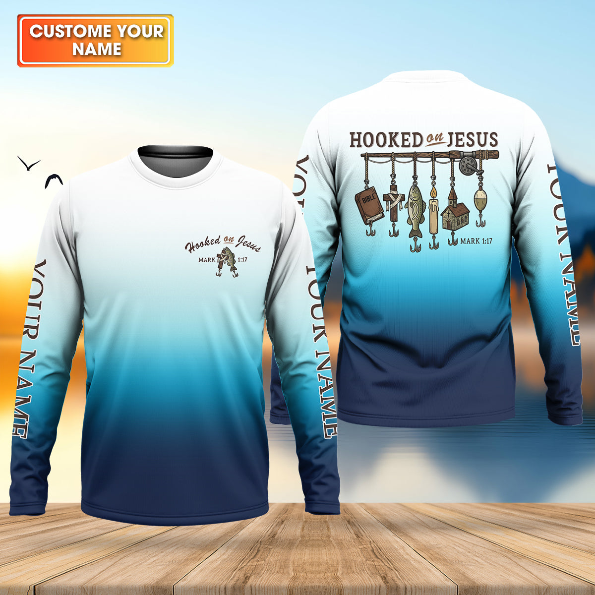Personalized Fishing Shirt, Christian Fishing, Hooked On Jesus, Faith Fisherman Shirt, Fishing Gifts For Men