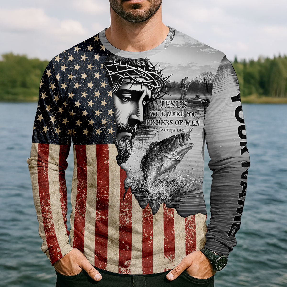 Jesus Will Make You Fishers Of Men Fishing Shirt, UPF Shirt, Fishing Shirts For Men
