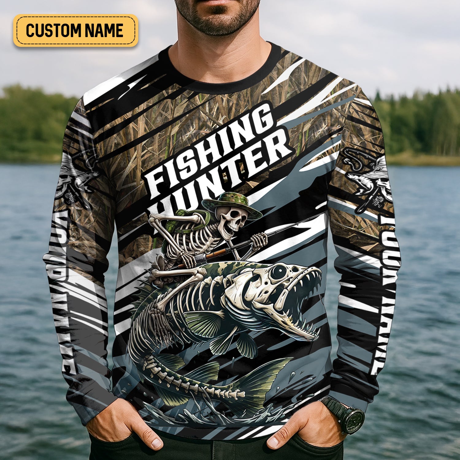 Fishing Hunter Camo Fishing Shirt, UV Protection Shirt, Presents For Fishermen