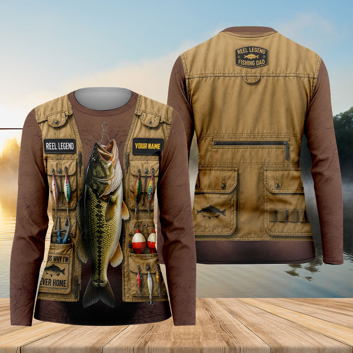Personalized Fishing Long Sleeve Shirt Dark Skin, Fishing Shirt For Women, Fishing Apparel