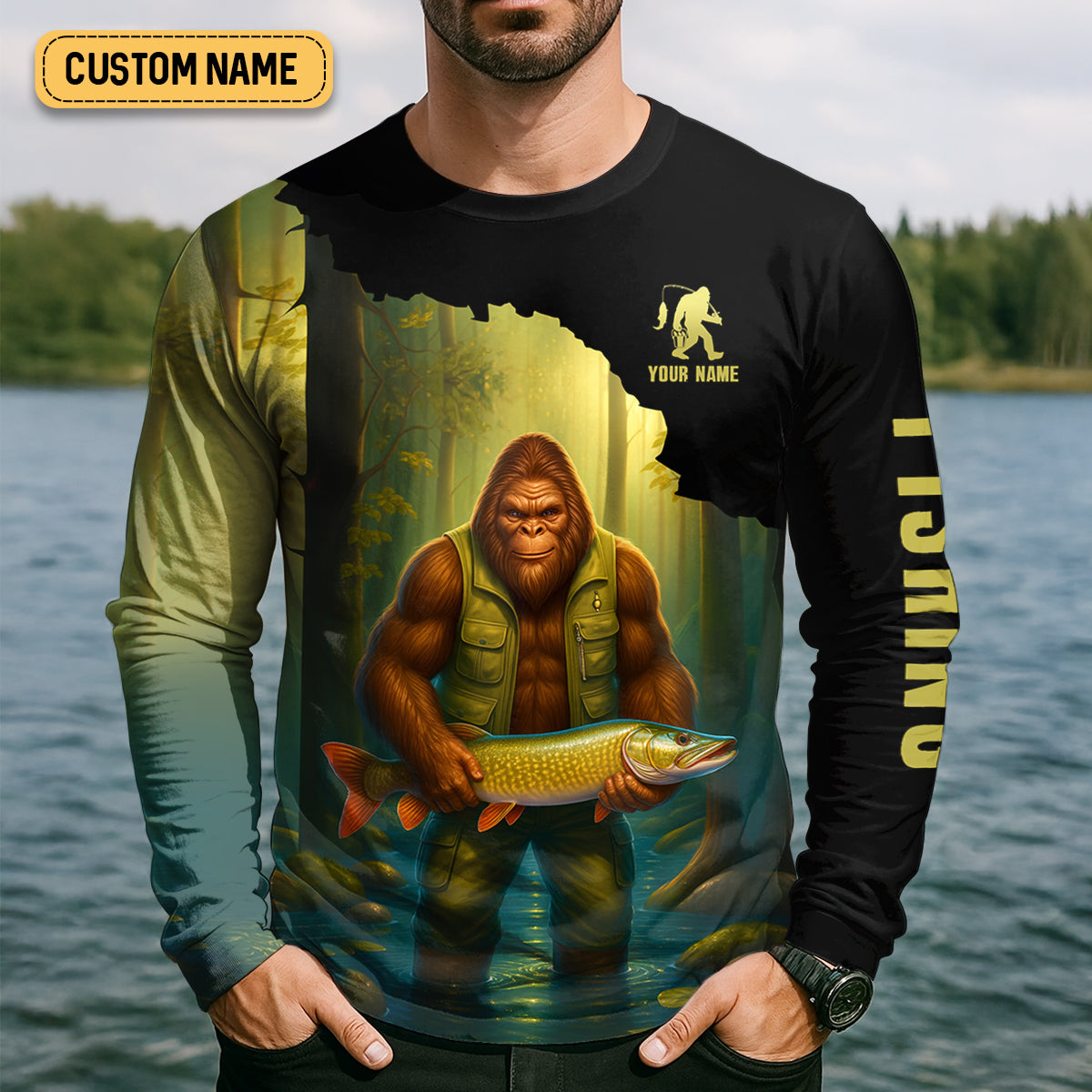 Sasquatch Doesn't Need A Fish Story Funny Fishing Shirt SPF Shirt For Men, Funny Fishing Shirt, Fishing Shirts For Men