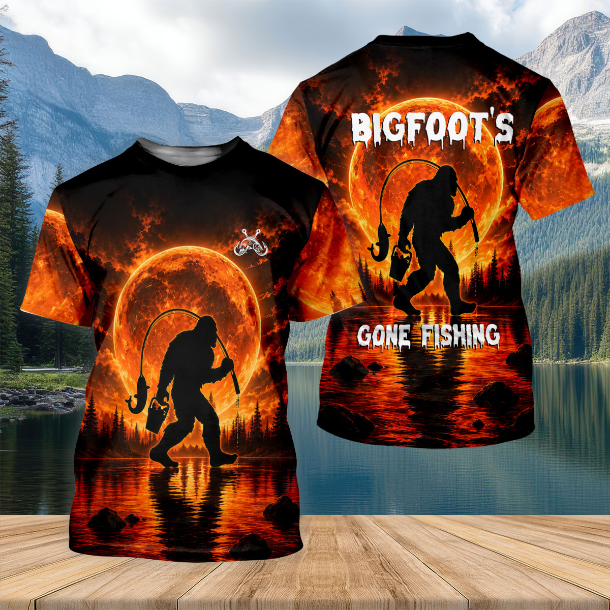 Bigfoot Gone Fishing Long Sleeve Shirt, Women's Fishing Shirt, Sasquatch Fishing Shirt