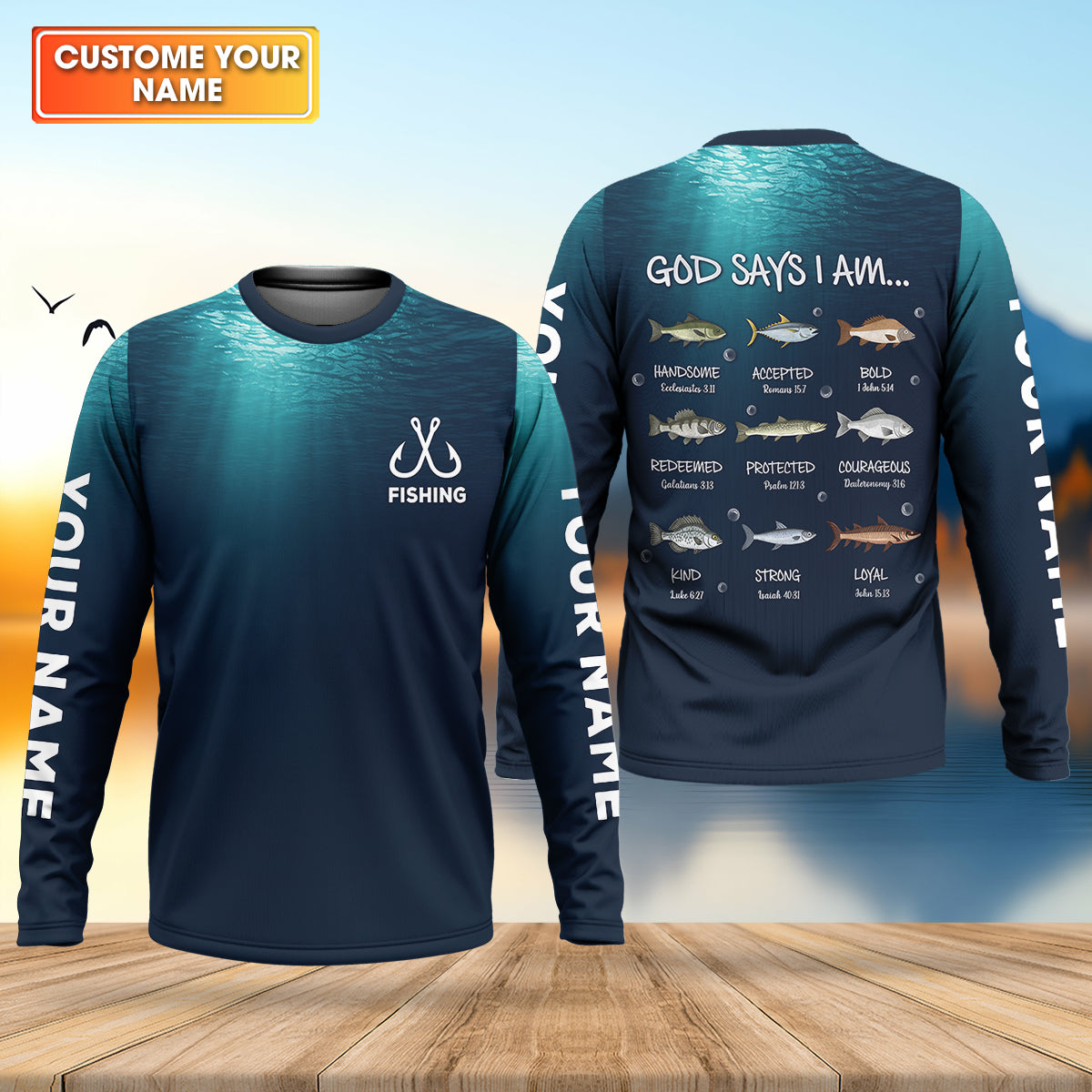 God Says I Am Fishing Bible Funny Fishing Shirt, Fishing UPF Shirts, Christian Fishing Shirts For Men