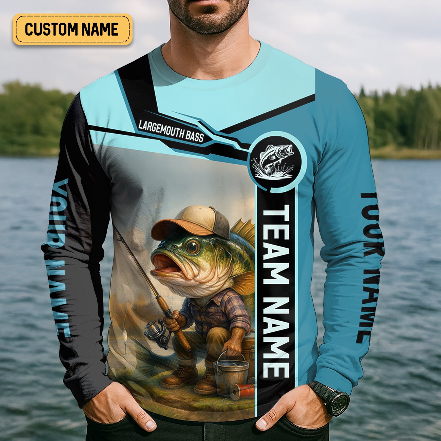 Largemouth Bass Fishing, Fishing Team Shirts SPF Shirt, Best Fishing Gifts, Mens Casual Shirts