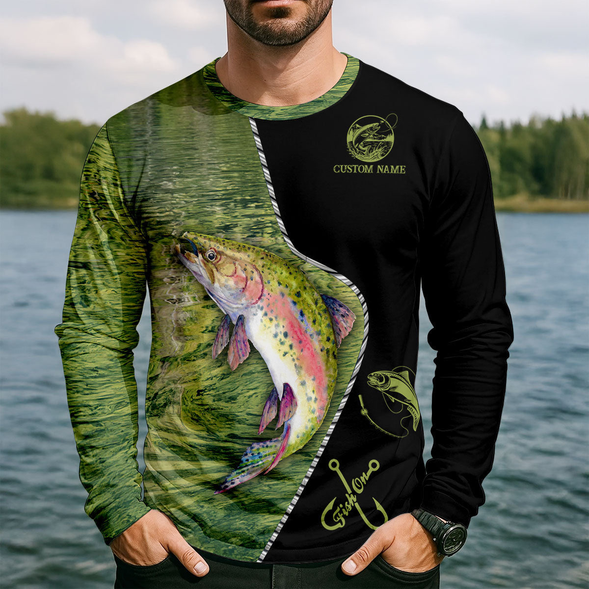 Custom Name Trout Fishing UPF Shirt, Fishing Shirts For Men, Long Sleeve Fishing Shirt