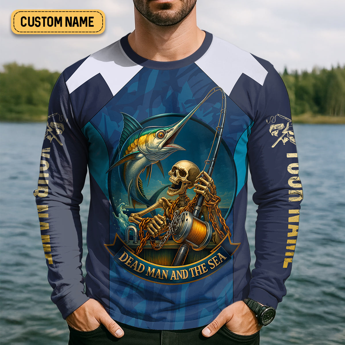 Marlin Fishing SPF Shirts, Dead Man and The Sea Fishing Shirts For Men, Funny Fisherman Gift