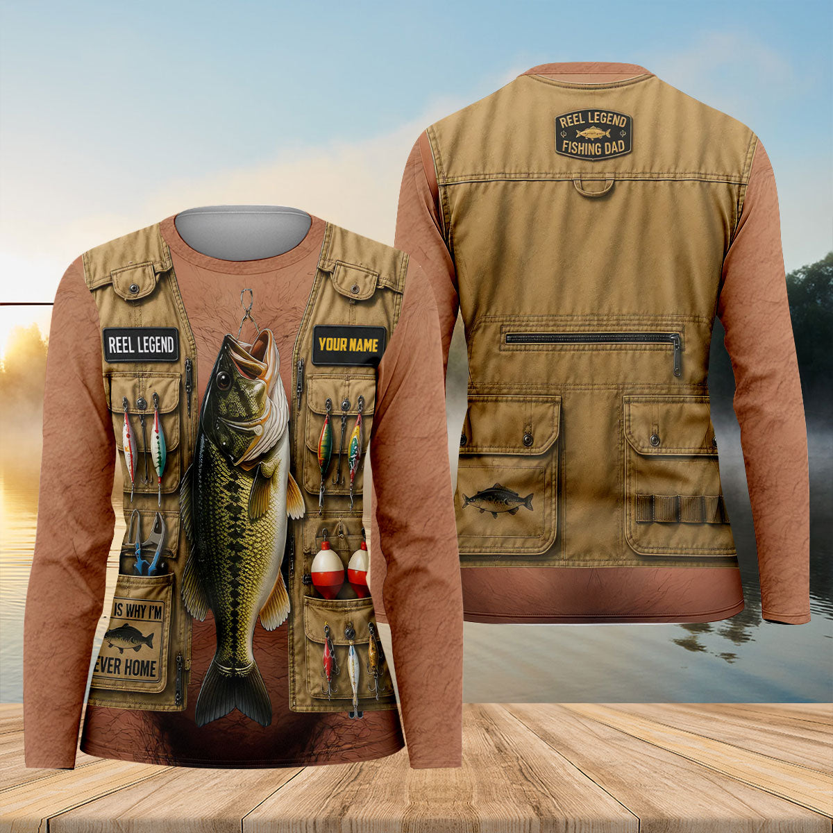 Personalized Fishing Long Sleeve Shirt Tan Skin, Women's Fishing Shirt, Fishing Apparel