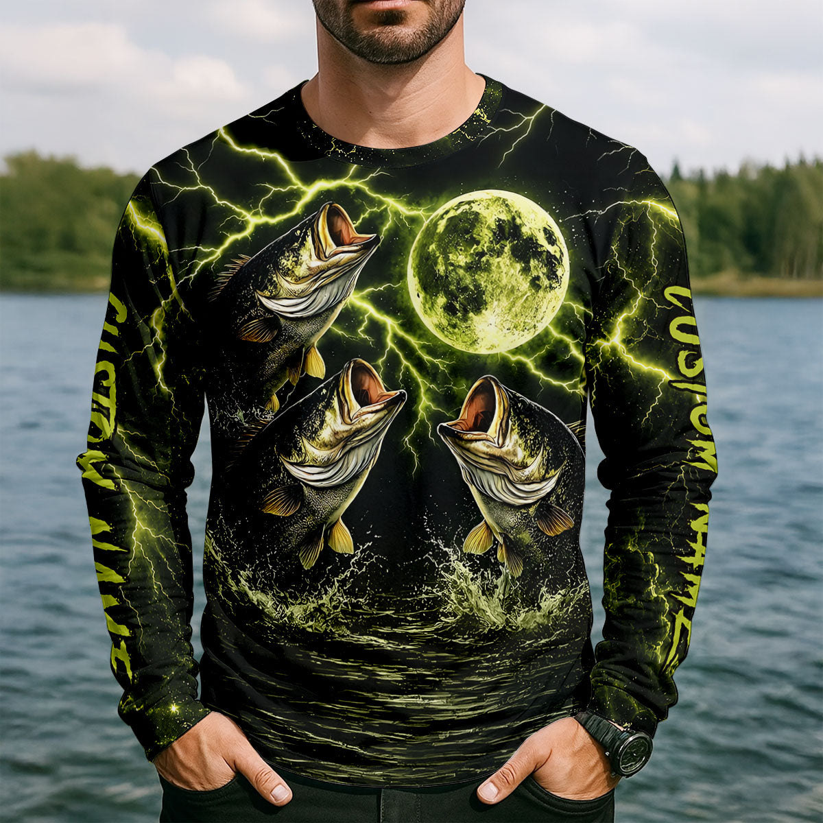 Moonlight Bass Fishing UPF Shirt, Fishing Shirts For Men, Mens Fishing Shirts