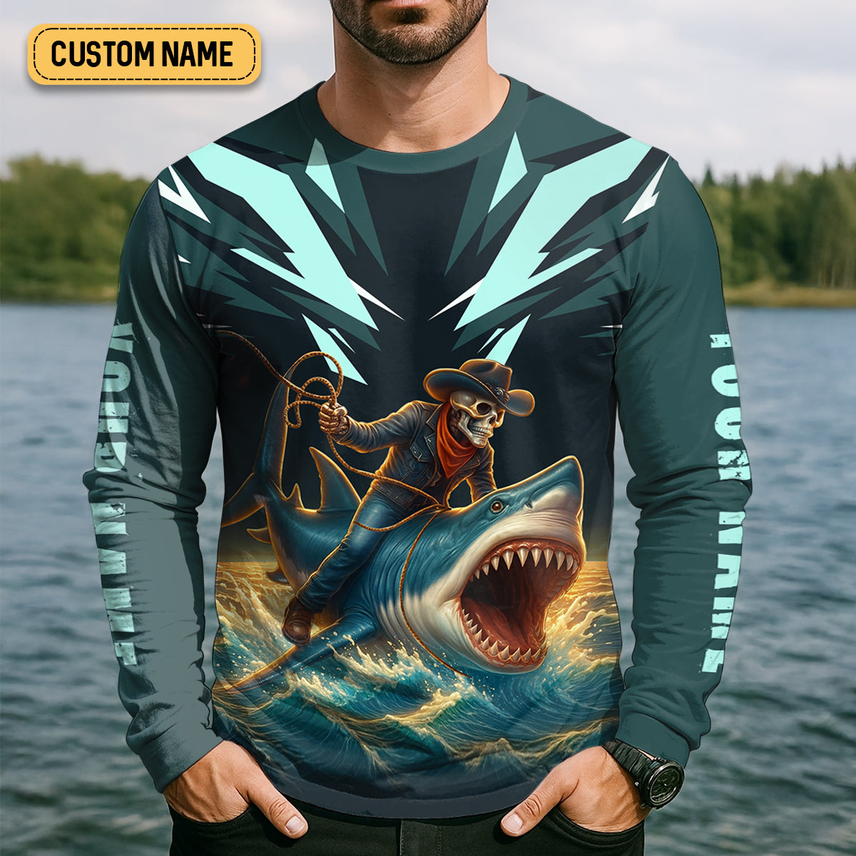 Riding The Waves Of Life Even When They Bite Back SPF Shirt For Men, Funny Fishing Shirt, Fishing Shirts For Men