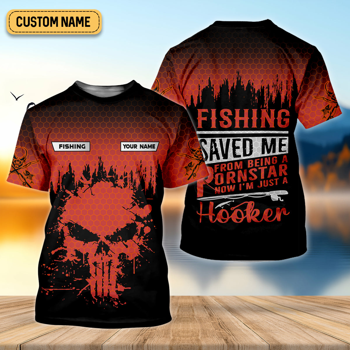 Fishing Saved Me From Being A Pornstar Red Fishing Shirt, Funny Fishing Shirt, SPF Shirt For Men, Gift For Fisherman