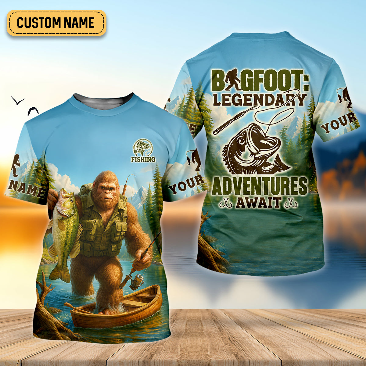Bigfoot Legendary Adventures Await Bass Fishing Shirt, Funny Fishing Shirt, Presents For Fishermen