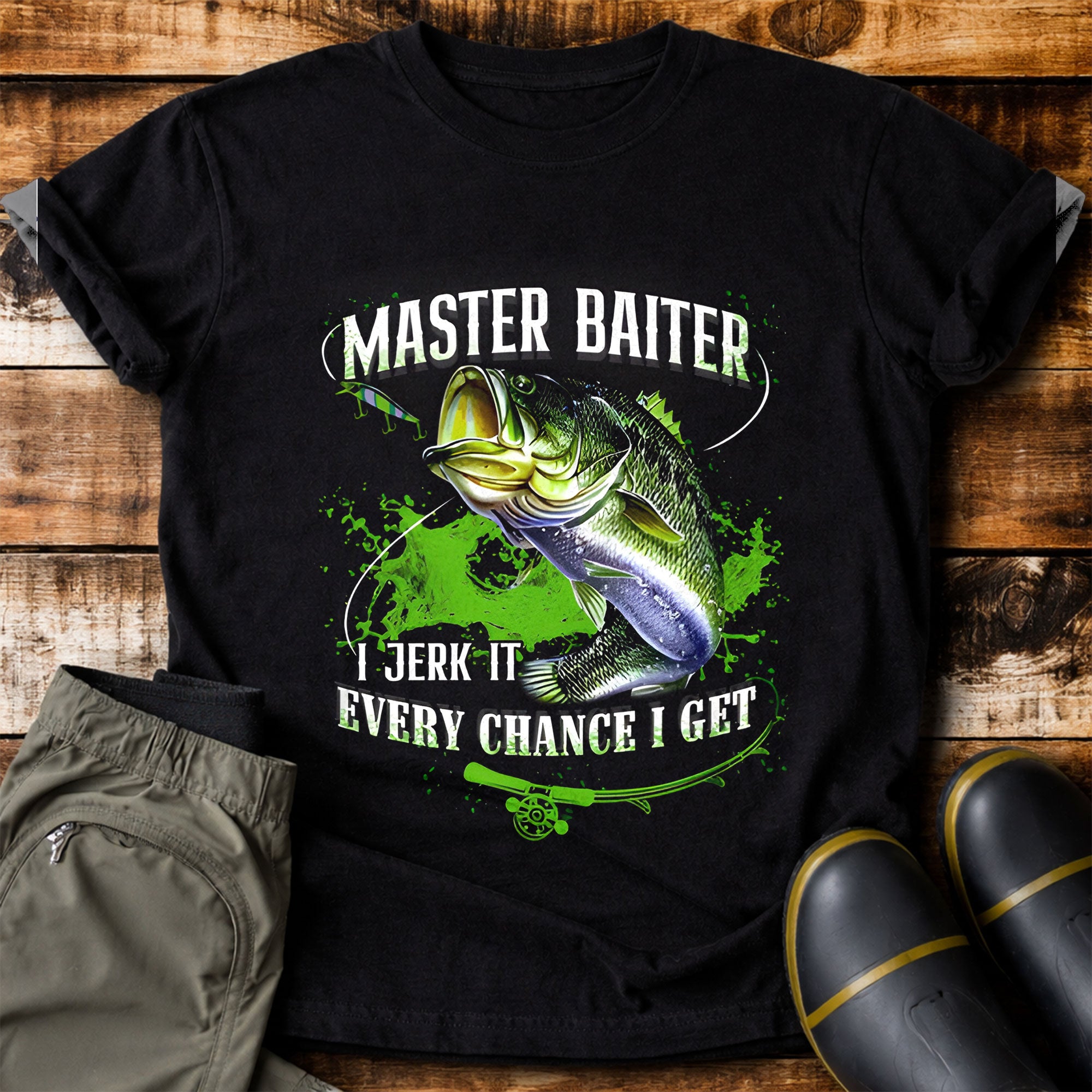 Master Baiter I Jerk It Every Chance I Get Funny Fishing Shirt, Fishing Tee Shirts, Fishing Shirts For Men
