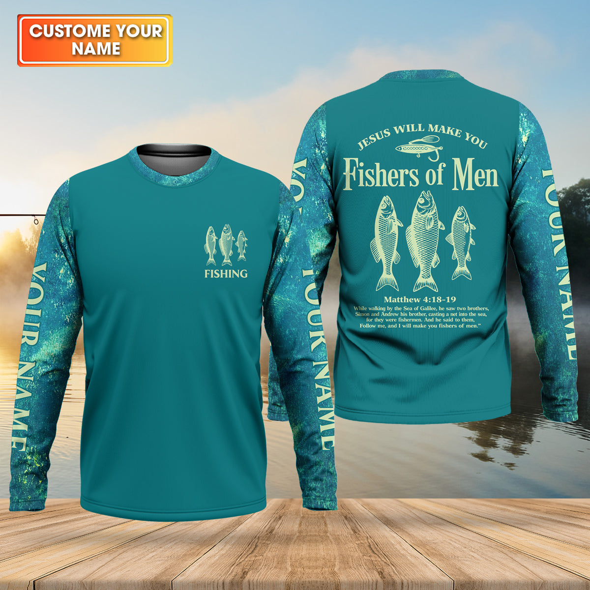 Jesus Will Make You Fishers Of Men Christian Fishing UPF Shirts, Funny Fishing Shirt, Fishing Shirts For Men
