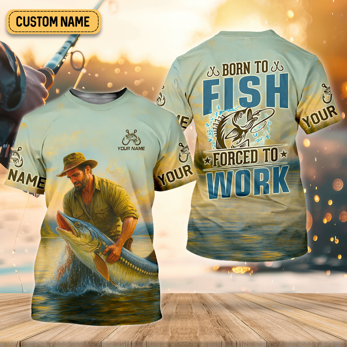 Born To Fish Forced To Work SPF Shirt For Men, Funny Fishing Shirt, Gift For Fisherman