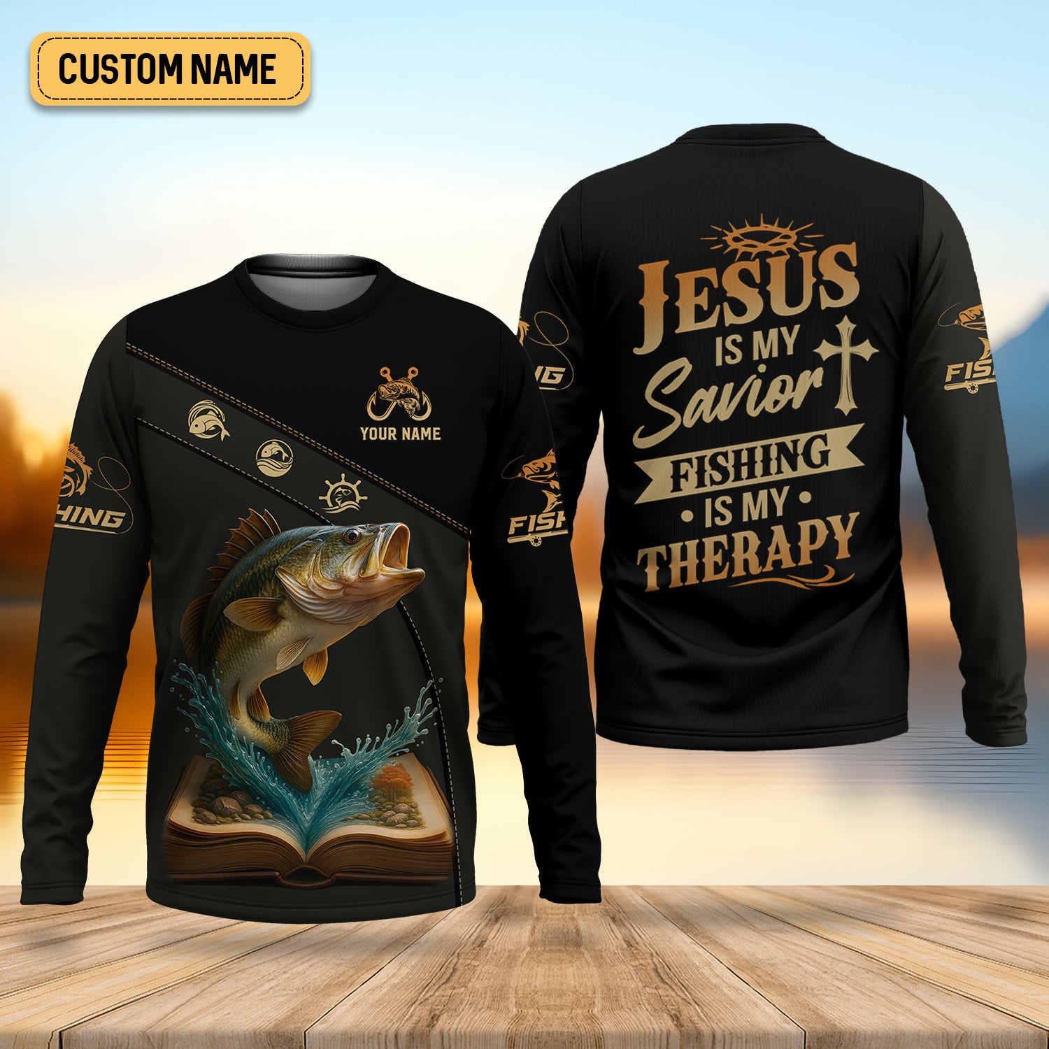 Jesus Is My Savior, Fishing Therapy SPF Shirt, Funny Fishing Shirt, Gift For Fisherman