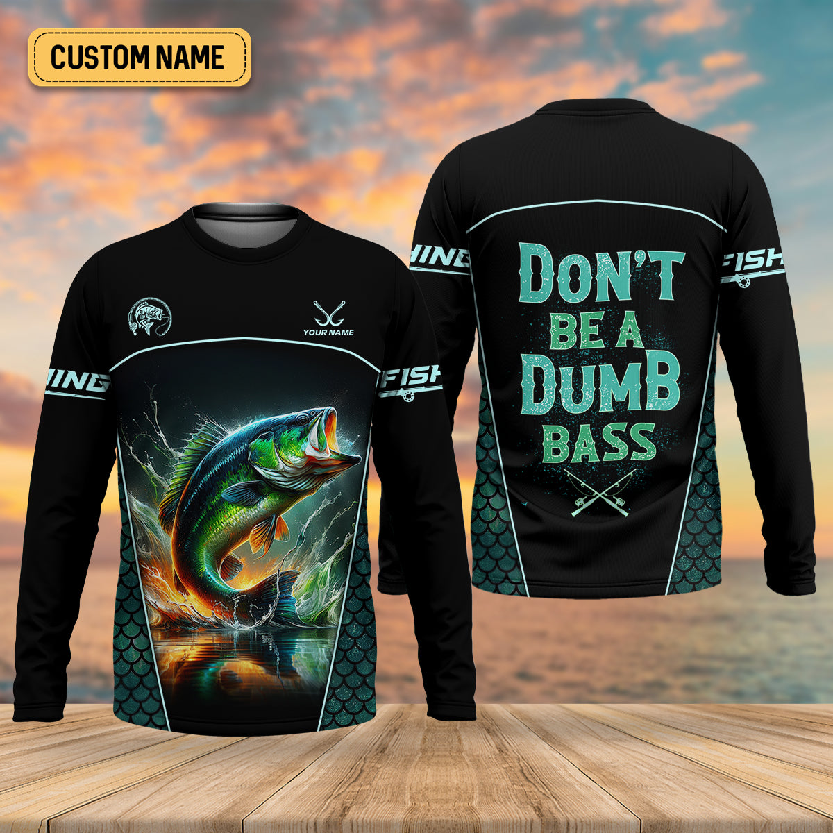 Don't Be A Dumb Bass SPF Shirt For Men, Funny Fishing Shirt, Fishing Shirts For Men, Bass Fishing