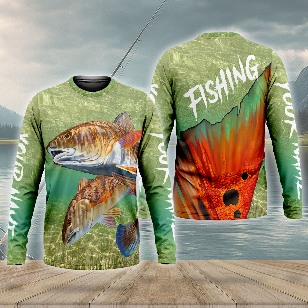 Redfish Fishing Graphic UPF Shirt, Fishing Shirt For Men, Fisherman Gift