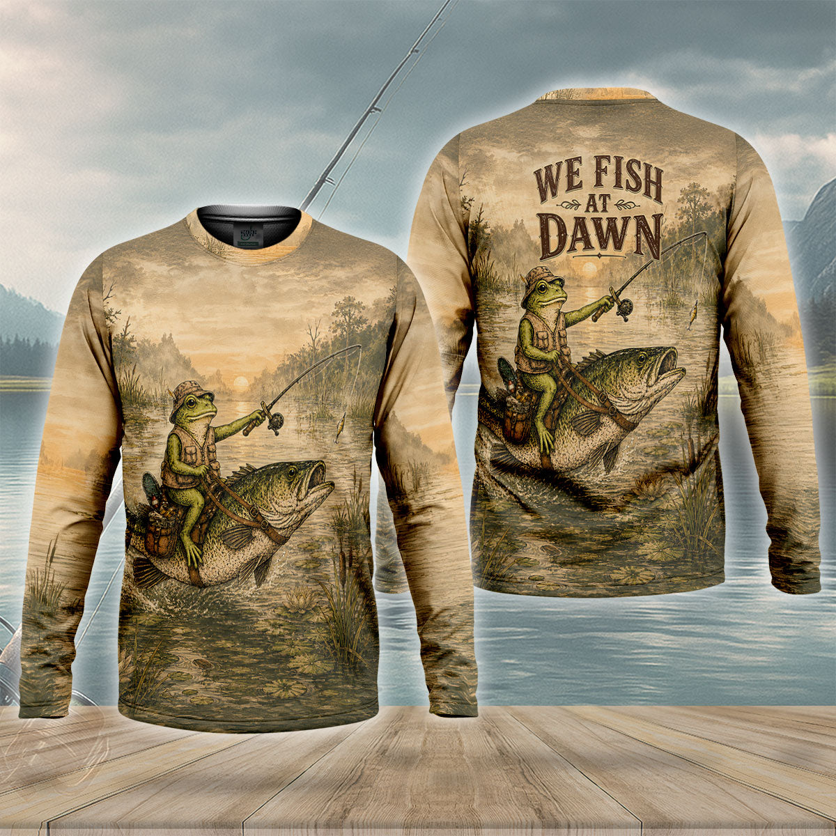 We Fish At Dawn Frog Bass Fishing Shirt, Fishing Shirts For Men, Long Sleeve Shirt