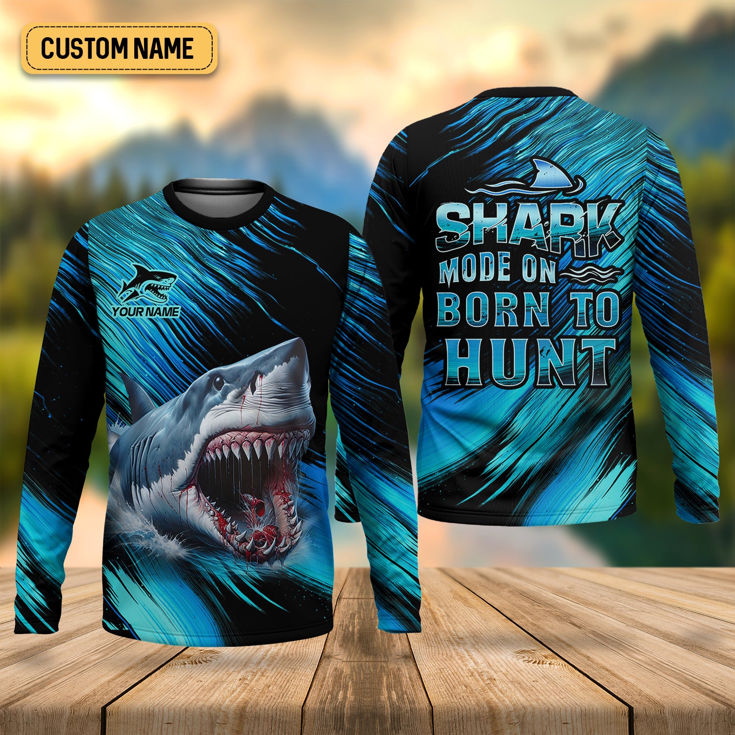 Shark Fishing UPF Shirts, Shark Mode On Born To Hunt, Funny Fishing Shirt, Gift For Fisherman