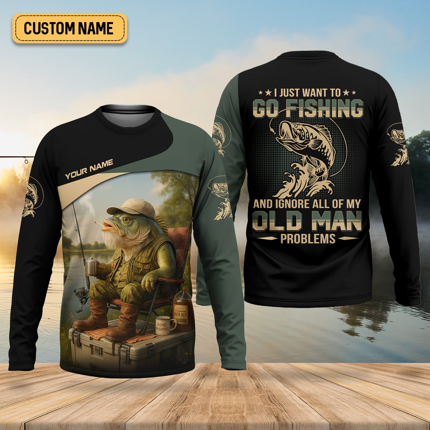I Just Want To Go Fishing And Ignore Old Man Problem SPF Shirts, Fishing Shirts For Men, Fisherman Gift