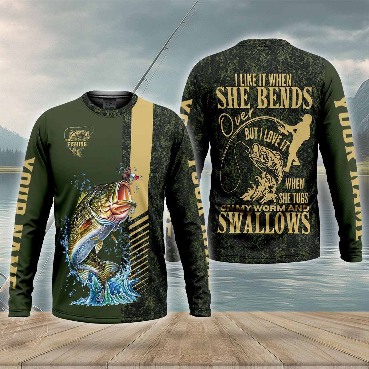 I Like It When She Bends Over Bass Fishing Shirt, Fishing T-Shirt For Men, Bass Fishing Shirt