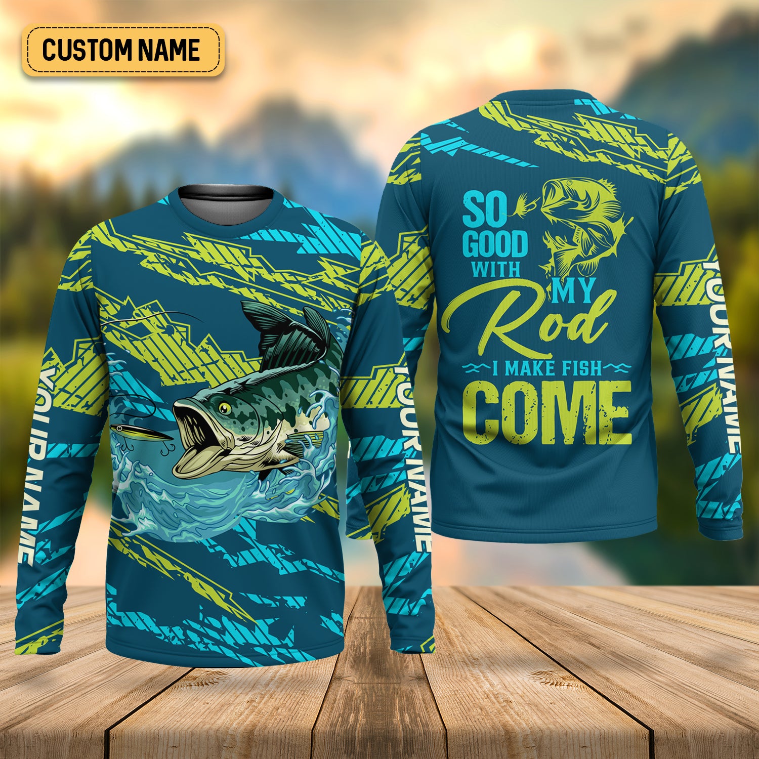 Bass Fishing UPF Shirts, So Good With My Rod I Make Fish Come, Funny Fishing Shirt, Gift For Fisherman