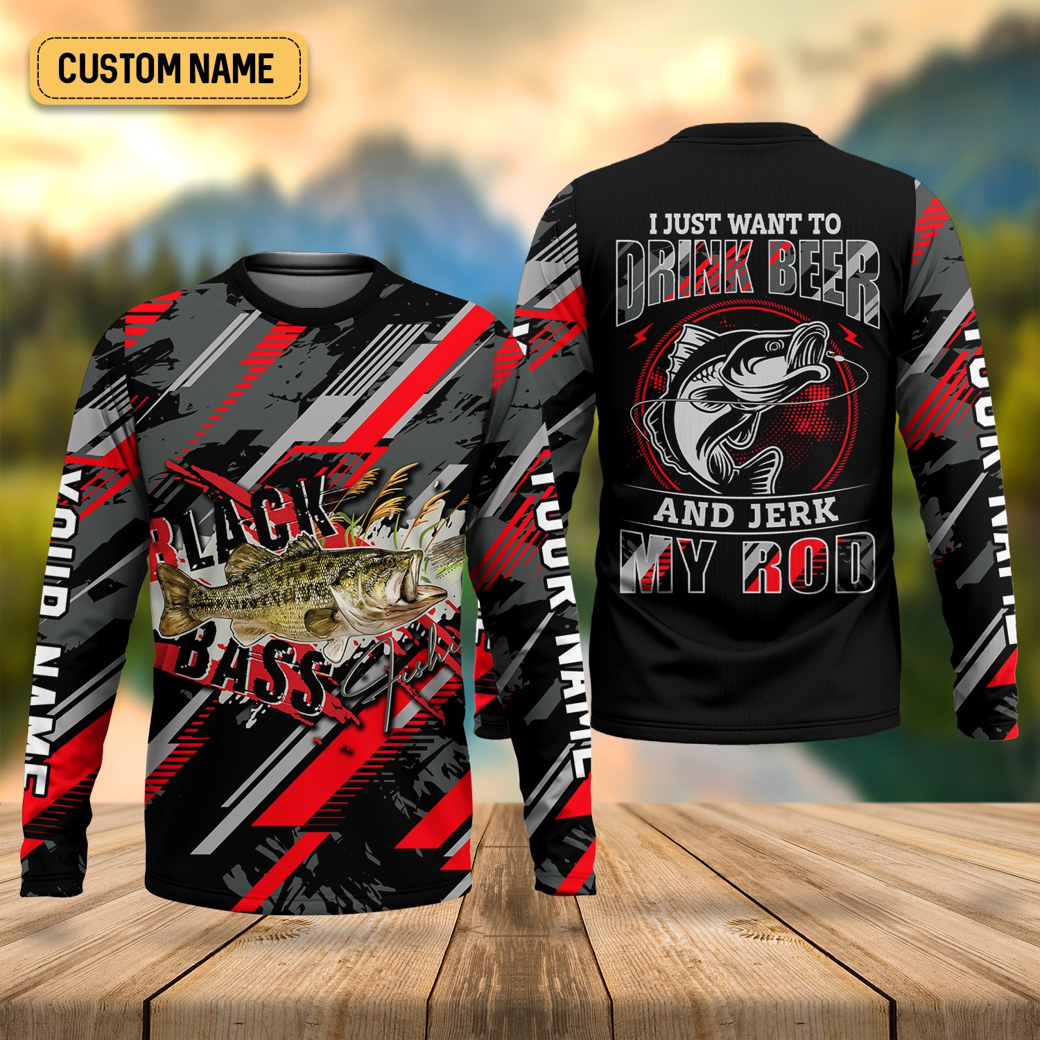 Bass Fishing UPF Shirts, I Just Want to Drink Beer and Jerk My Rod, Funny Fishing Shirt, Gift For Fisherman