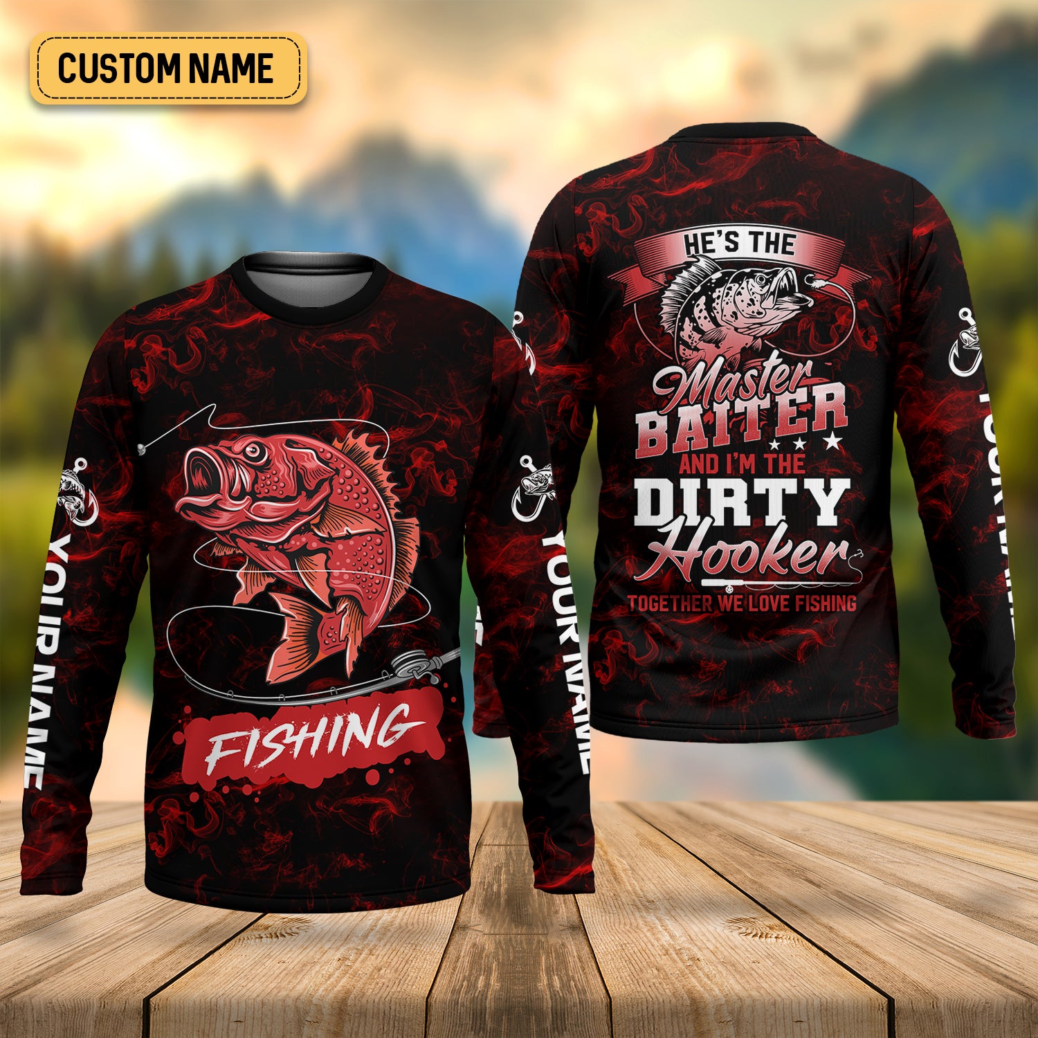 He’s the Master Baiter & I’m the Dirty Hooker SPF Shirts, Fishing Shirts For Men, Fisherman Gift