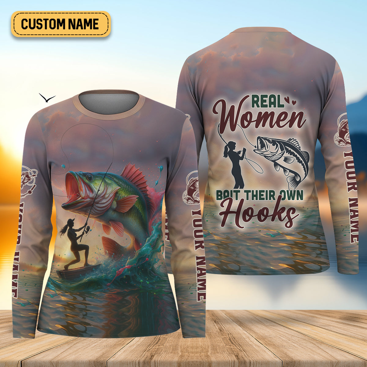 Real Women Bait Their Own Hooks Fishing UPF Shirts, Women Fishing Shirt, Fishing Gift Ideas