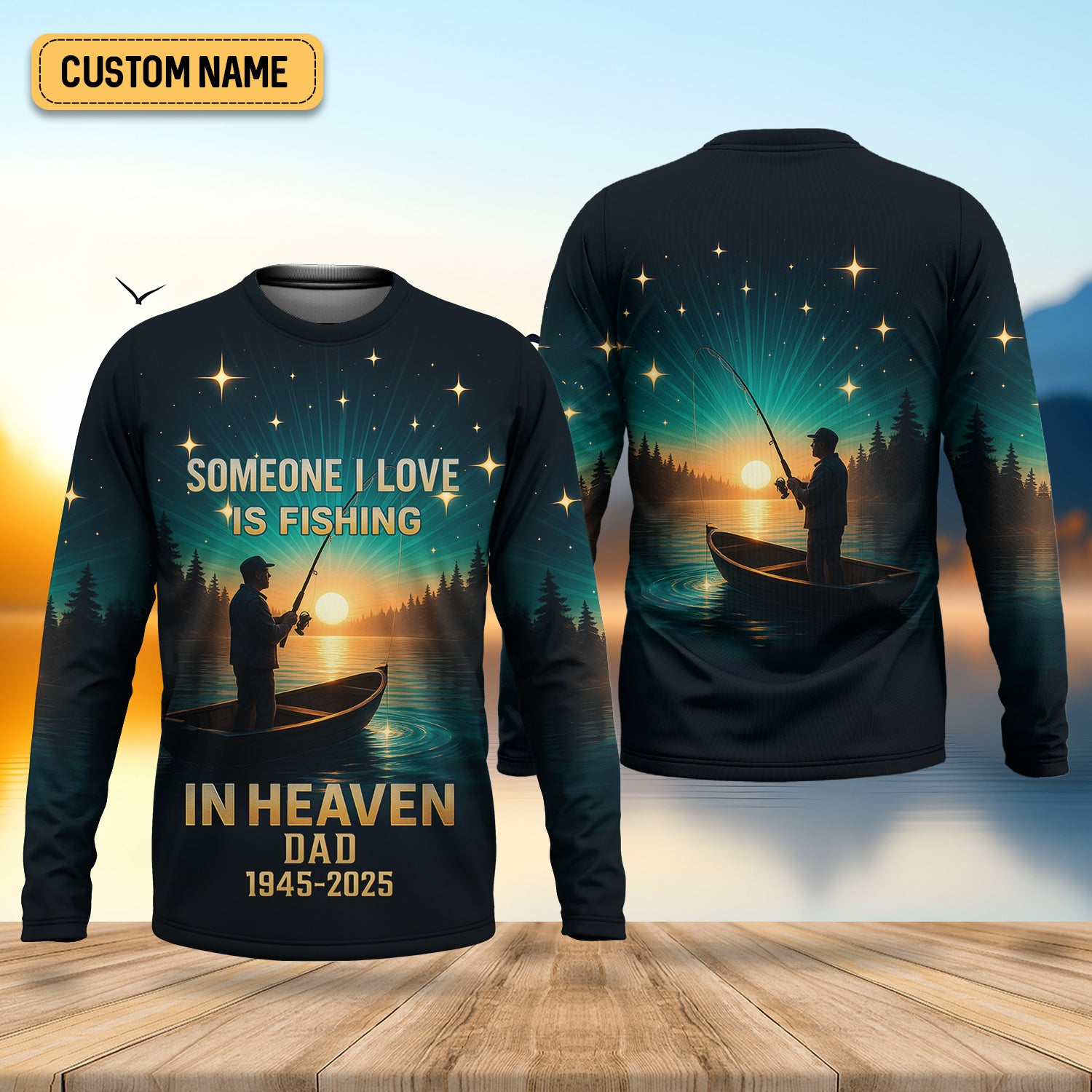 Fishing In Heaven Custom Memorial Shirt, SPF Shirt For Men, Presents For Fishermen, Bass Fishing