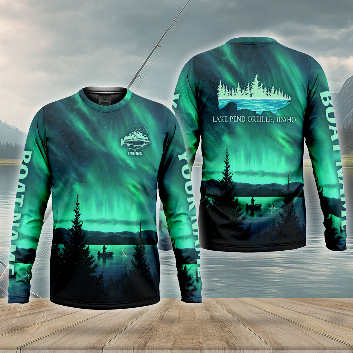 Lake Pend Oreille Night Fishing Custom UPF Shirt, Fishing Jersey, Mens Fishing Tee
