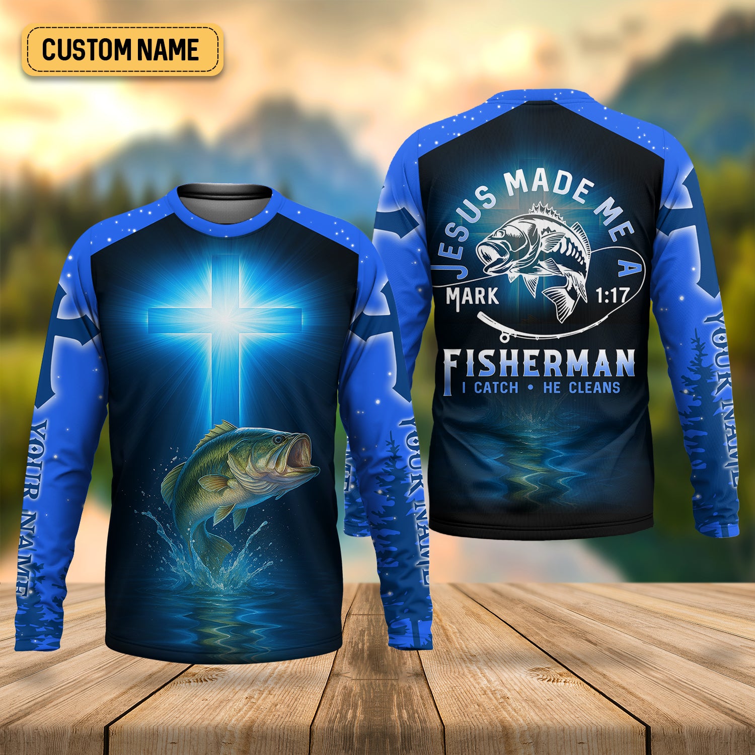 Jesus Made Me A Fisherman SPF Long Sleeve Shirts, Jesus Fishing Shirt, Fishing Shirts For Men