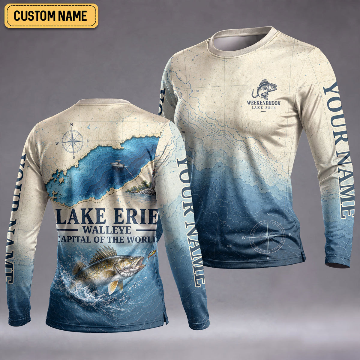 Lake Erie Walleye Capital Custom UPF Shirt, Fishing Jersey, Fishing Apparel For Women